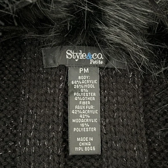 Style & Co Women’s Vest with faux fur Color Black - Picture 4 of 5
